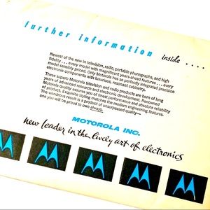 Vintage Motorola Television Brochure With Purchase